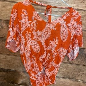 Paper Crane blouse, orangish color, size small